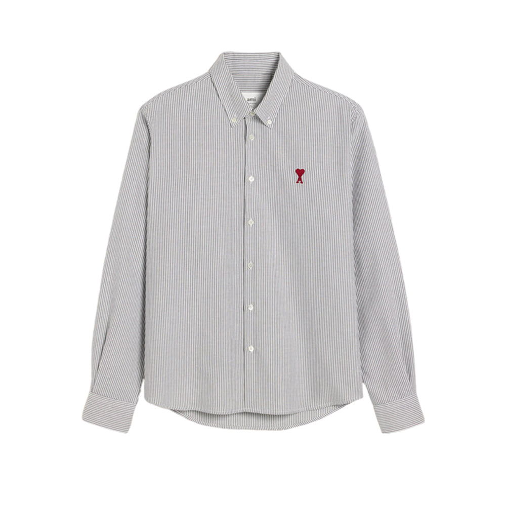 아미 스몰 하트 로고 버튼 다운 스트라이프 코튼 옥스포드 셔츠(국내배송)(당일배송)(3COLOR)