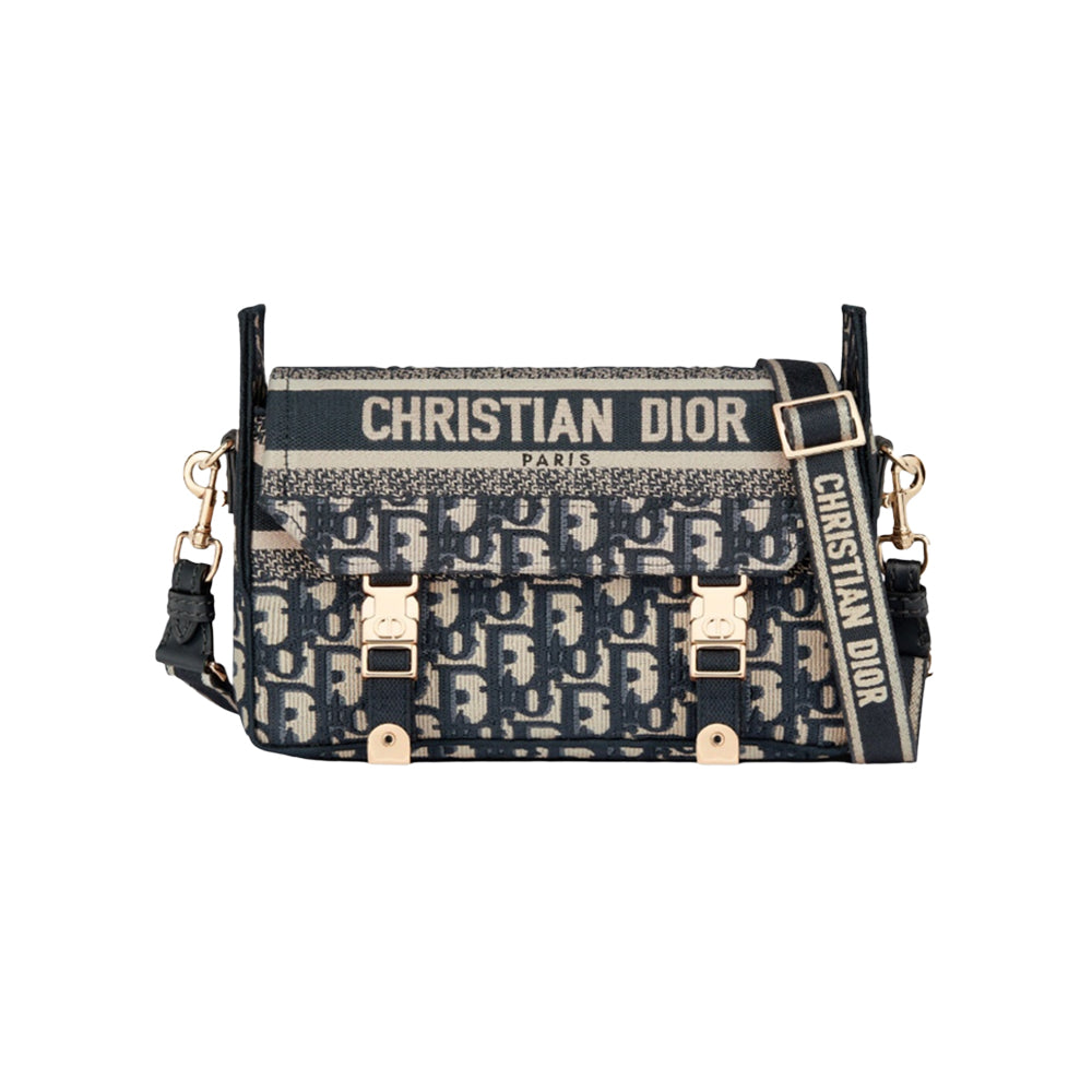 디올 스몰 캠프백 블루 디올 오블리크 자카드