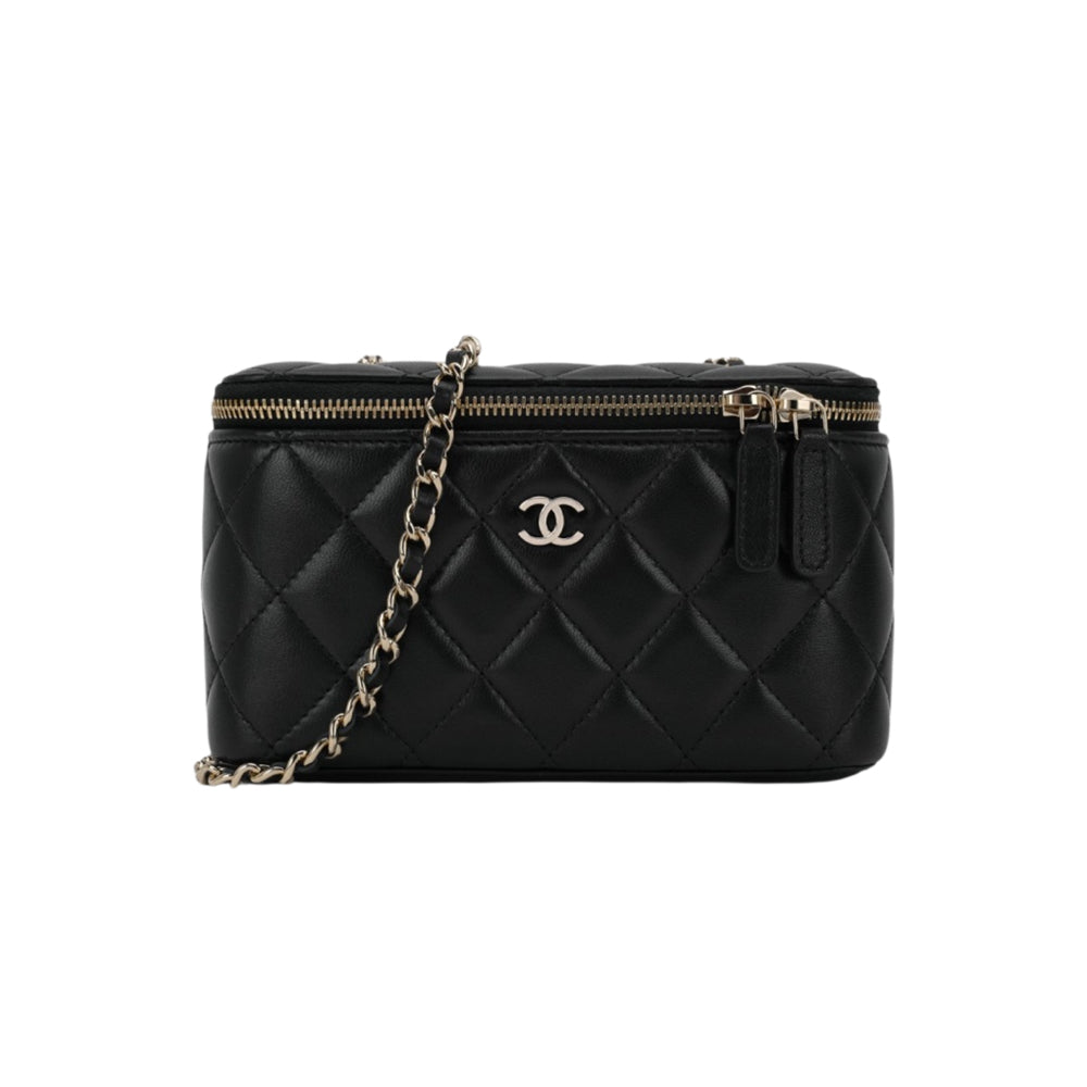 샤넬 클래식 스몰 체인 코스메틱 케이스 램스킨 & 골드 메탈 블랙(국내배송)(당일배송)