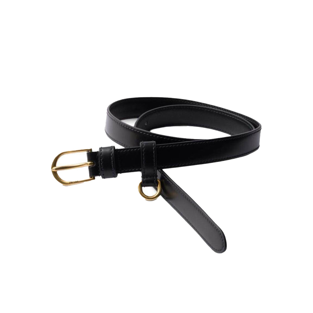 프라다 앤티크 버클 가죽 벨트 블랙 20MM