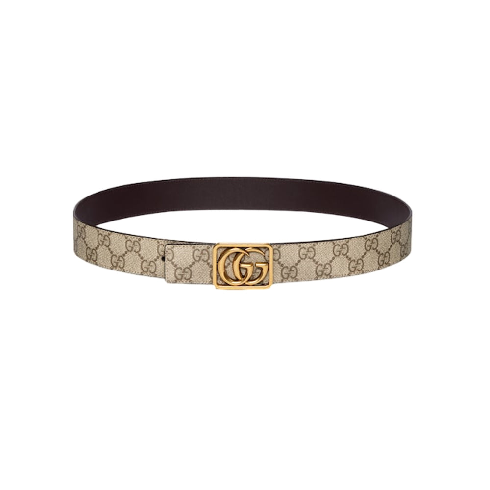 구찌 리버시블 GG 마몽 벨트 베이지 다크 브라운 35MM
