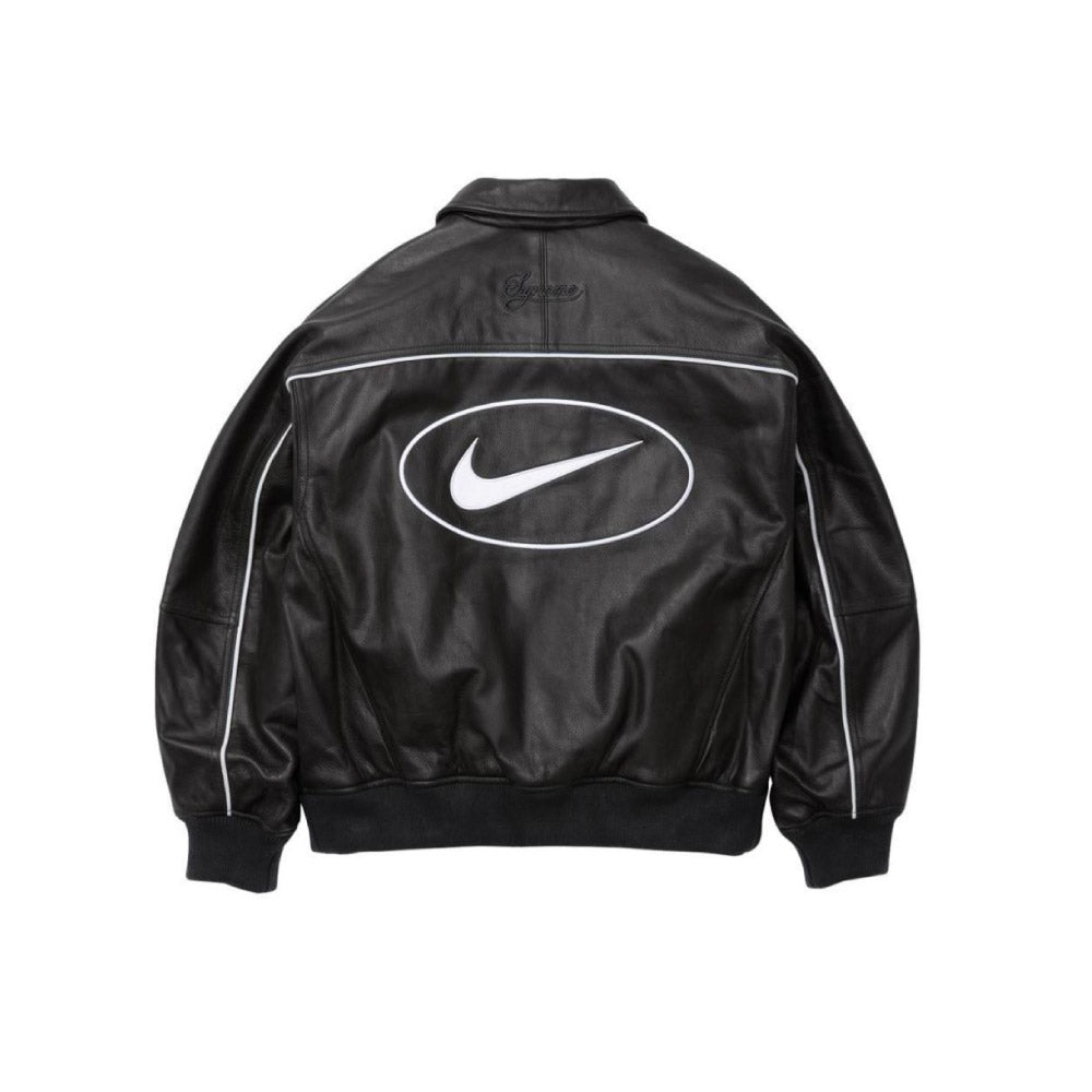 슈프림 x 나이키 레더 바시티 자켓 블랙