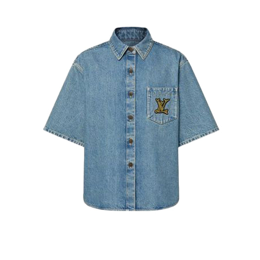 루이비통 박시 숏슬리브 데님 셔츠
