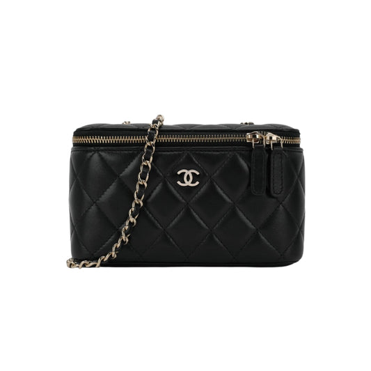 샤넬 클래식 스몰 체인 코스메틱 케이스 램스킨 & 골드 메탈 블랙(국내배송)(당일배송)