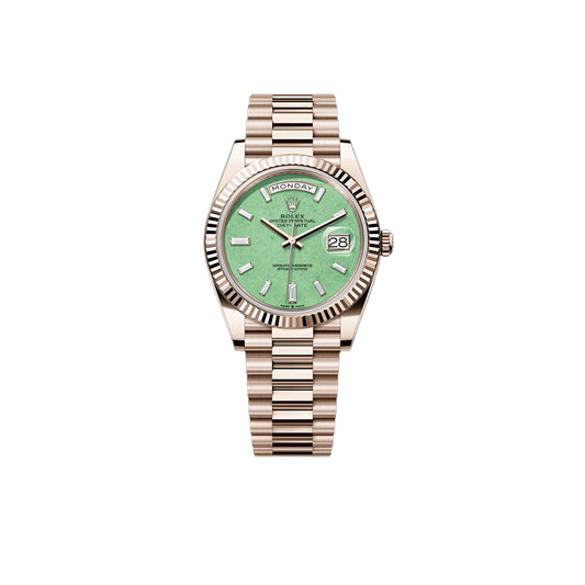 롤렉스 데이-데이트 40MM 쥬빌리 골드 라이트 그린 아벤추린 다이얼