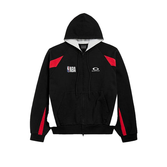 발렌시아가 x NBA 콜라보레이션 오버사이즈 집업 후드 블랙 멀티컬러(국내배송)(당일배송)